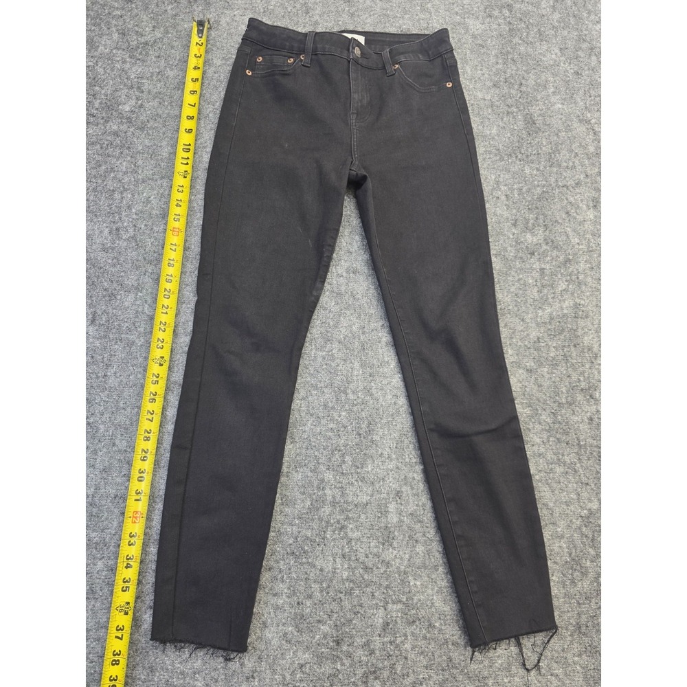 Pistola Jeans Womens 26 Black Skinny Leg Ankle Raw Hem High Rise